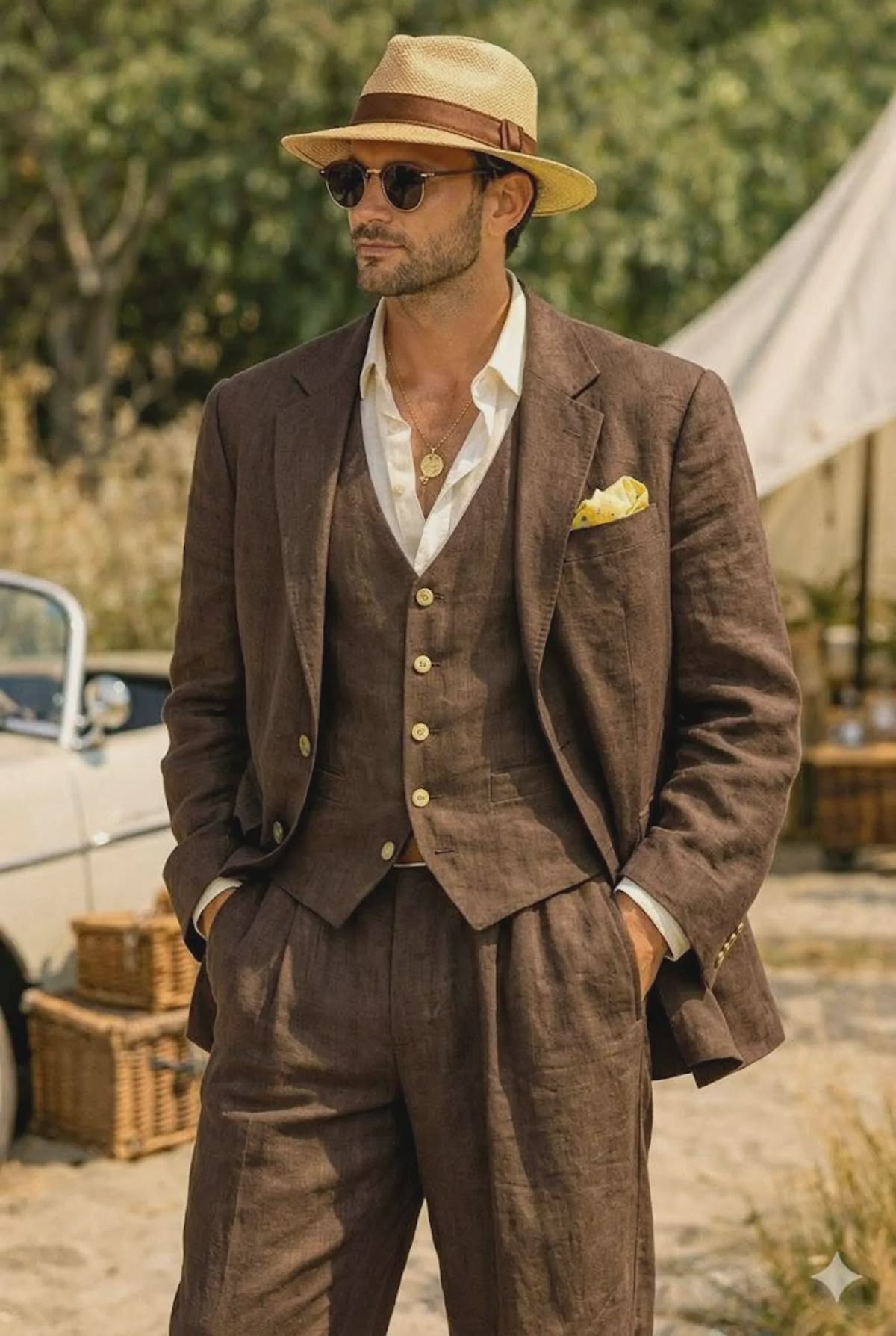 Traje marrón tres piezas